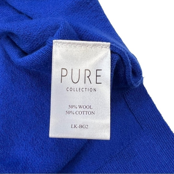 Pure Collection Wool Cotton Relaxed Split Hem Sweater Cobalt Spot Size 12 - Picture 5 of 8